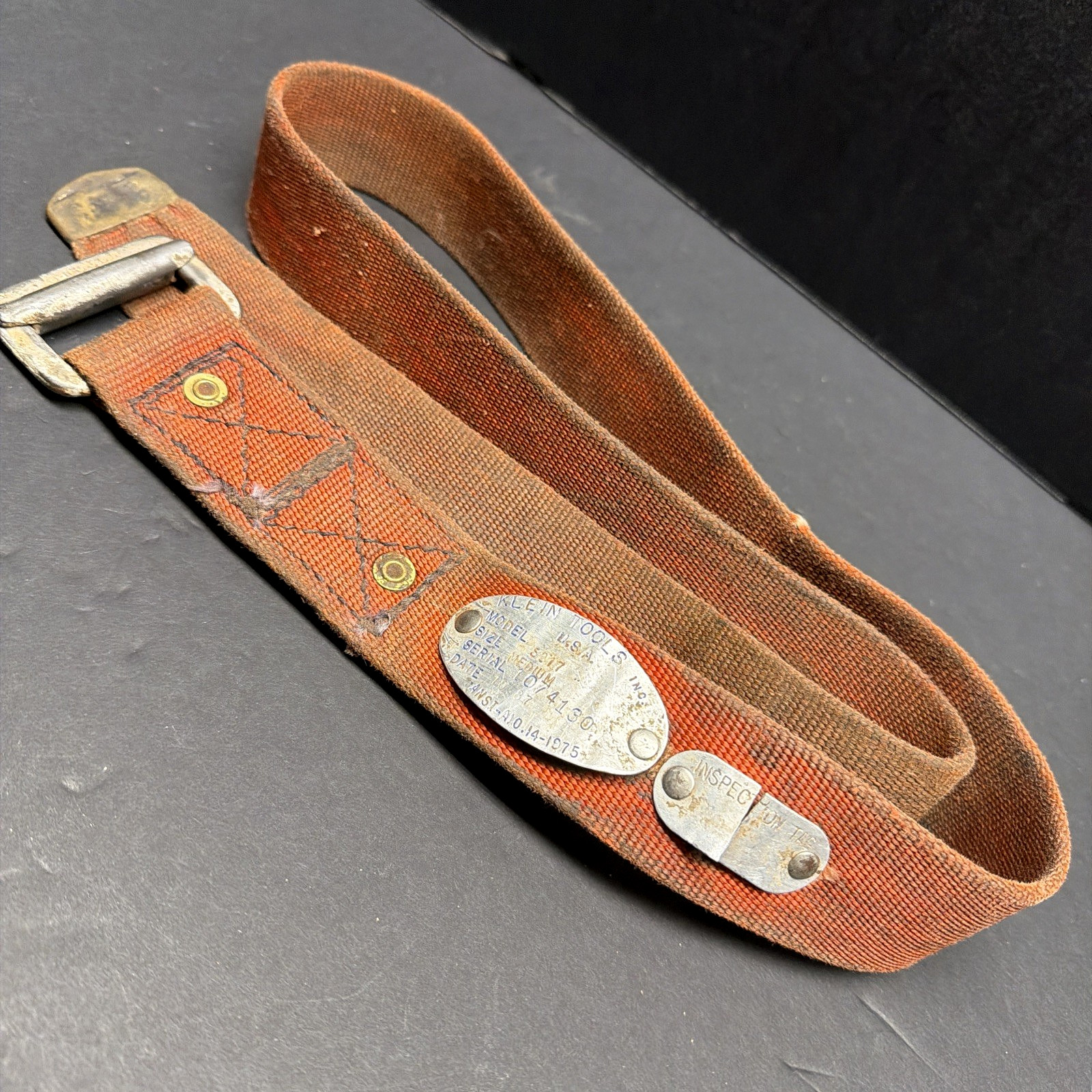 1975 Vintage KLEIN TOOLS SAFETY BELT MODEL 5217 / Serial 1074130 - Sz Medium 51"