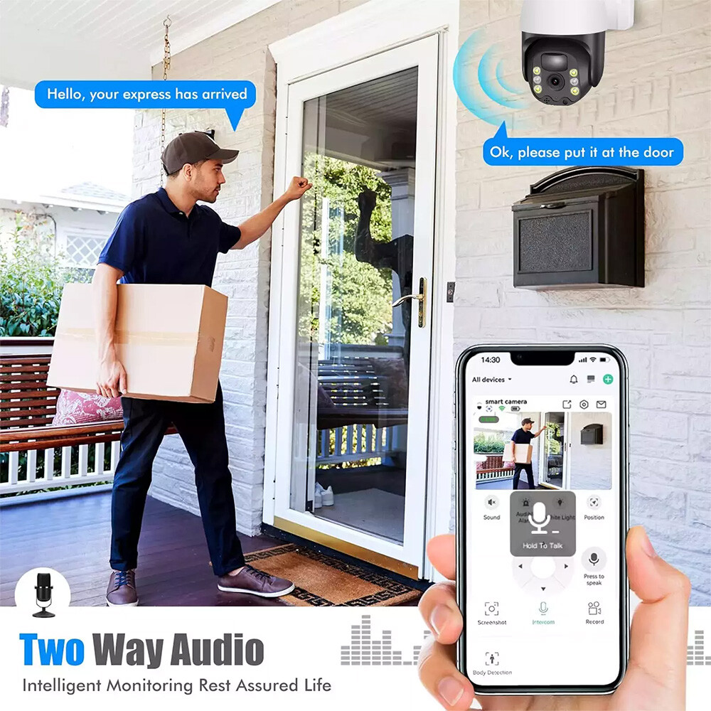 WiFi6 Solar Battery Powered Wireless Security Camera Sys Outdoor 3MP PTZ 4 PACK