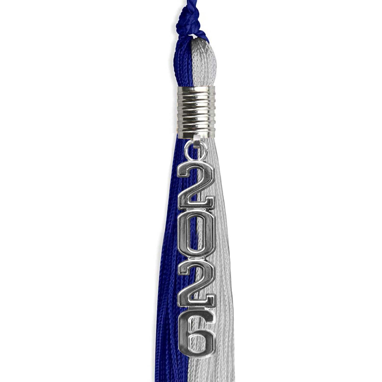 Endea Graduation Royal Blue/Grey Tassel With Silver Stacked Date Drop
