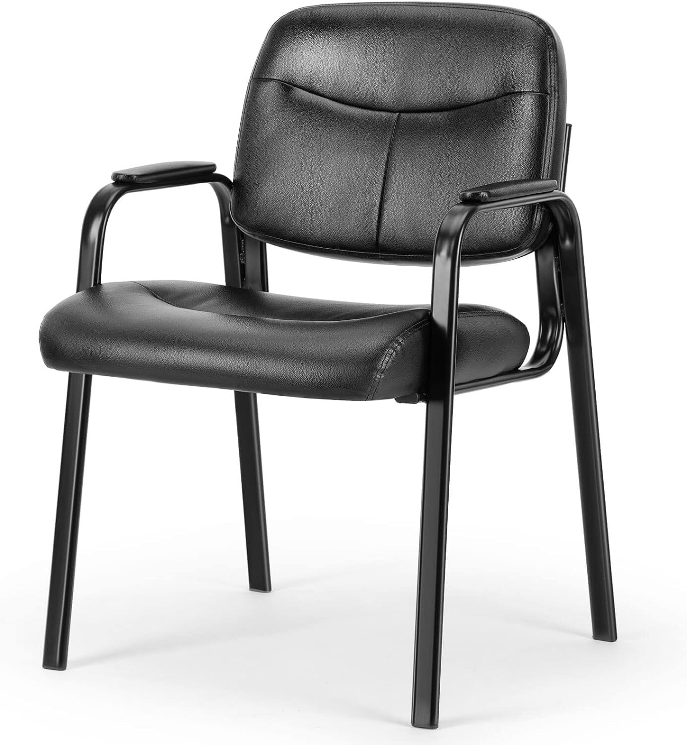 PU Leather Guest Reception Home Office Chair with Padded Arm and Lumbar Support