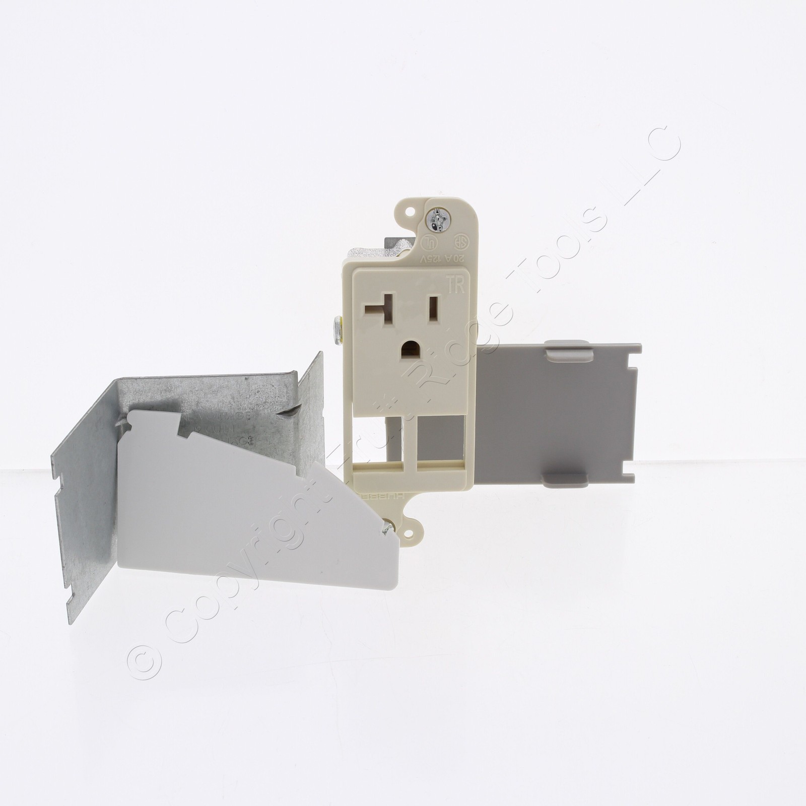 Hubbell Lt Almond JLOAD Multimedia Outlet 2-Port 20A Tamper Resistant RJ62LATR