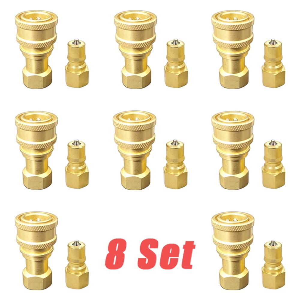 1/4" Brass Quick Disconnect Coupler Carpet Cleaning Wands Hose (Set of 8)