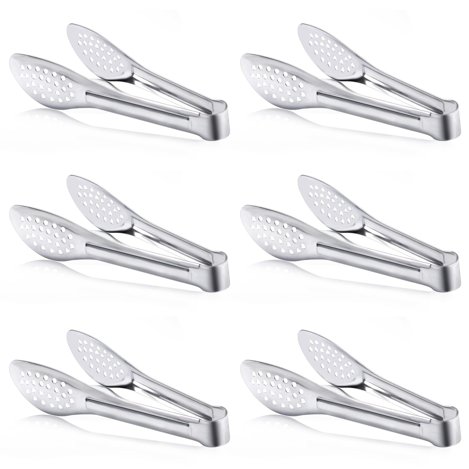 6 Pack Buffet Tongs,Stainless Steel Serving Tongs Serving Utensils 9Inch