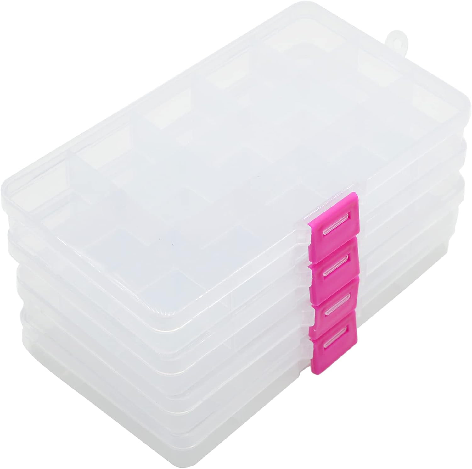 4 Pcs 15 Grids 6.85 Inch x 3.85 Inch Adjustable Small Removable Clear Plastic Je