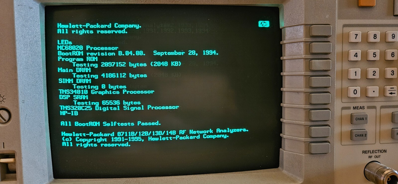 HP Agilent Keysight 8713B Network Analyzer 300kHz - 3GHz Opt 1C2 BASIC Prog Lang
