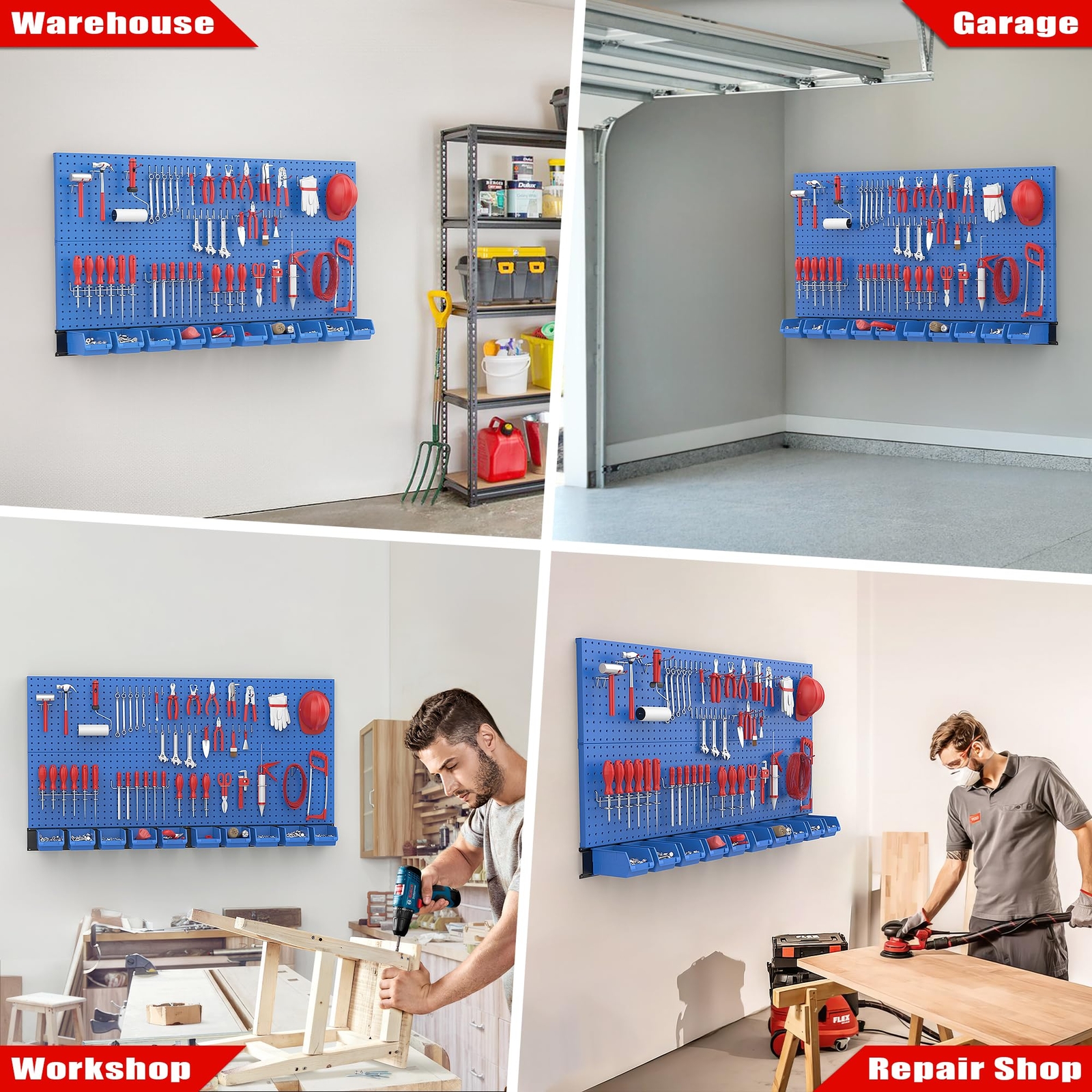Pegboard Wall Organizer Blue Metal Peg Board Panels Garage Storage System With H