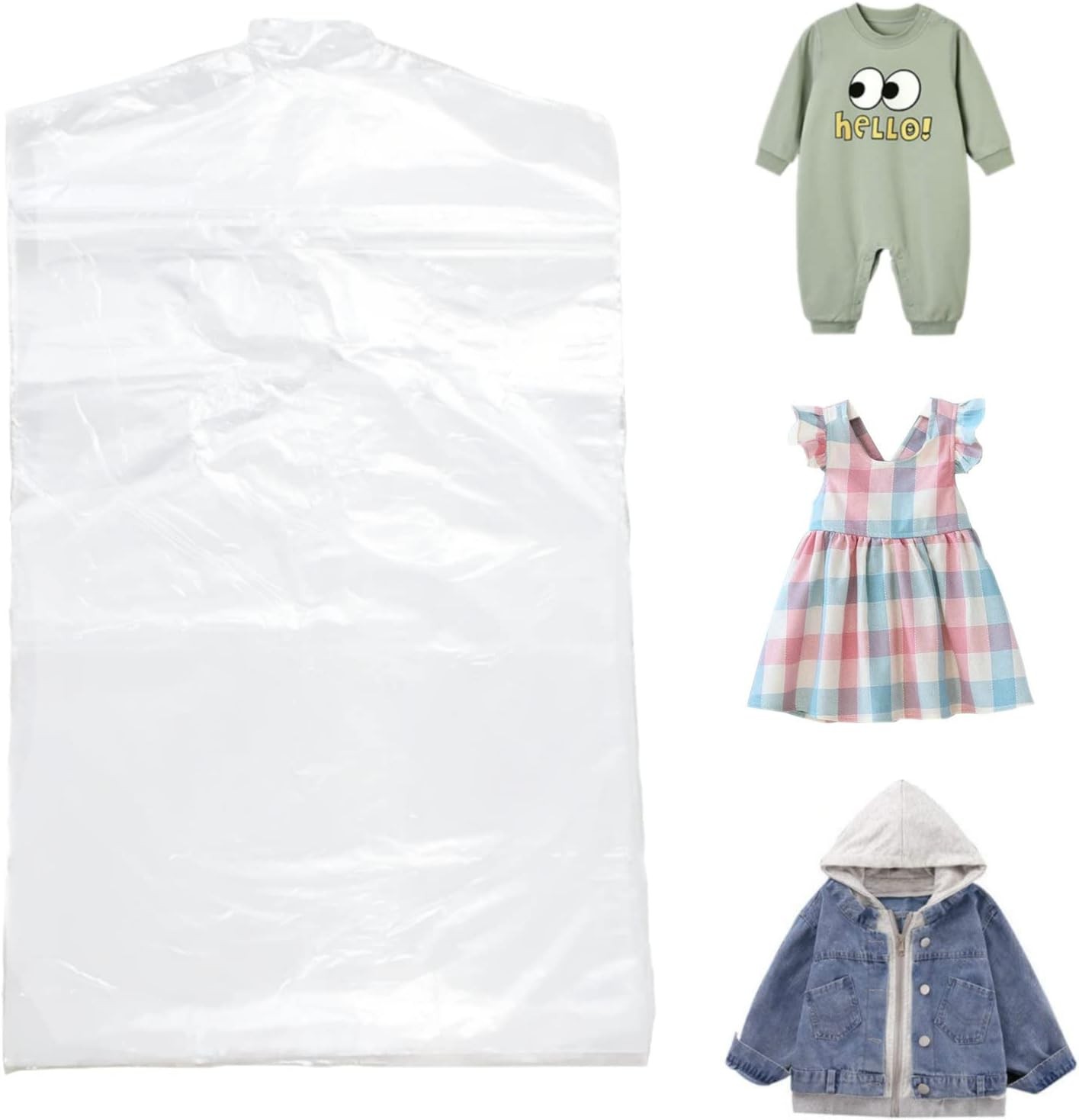 100 Pack Garment Bag Transparent Clothing Cover Storage for Short or Children's