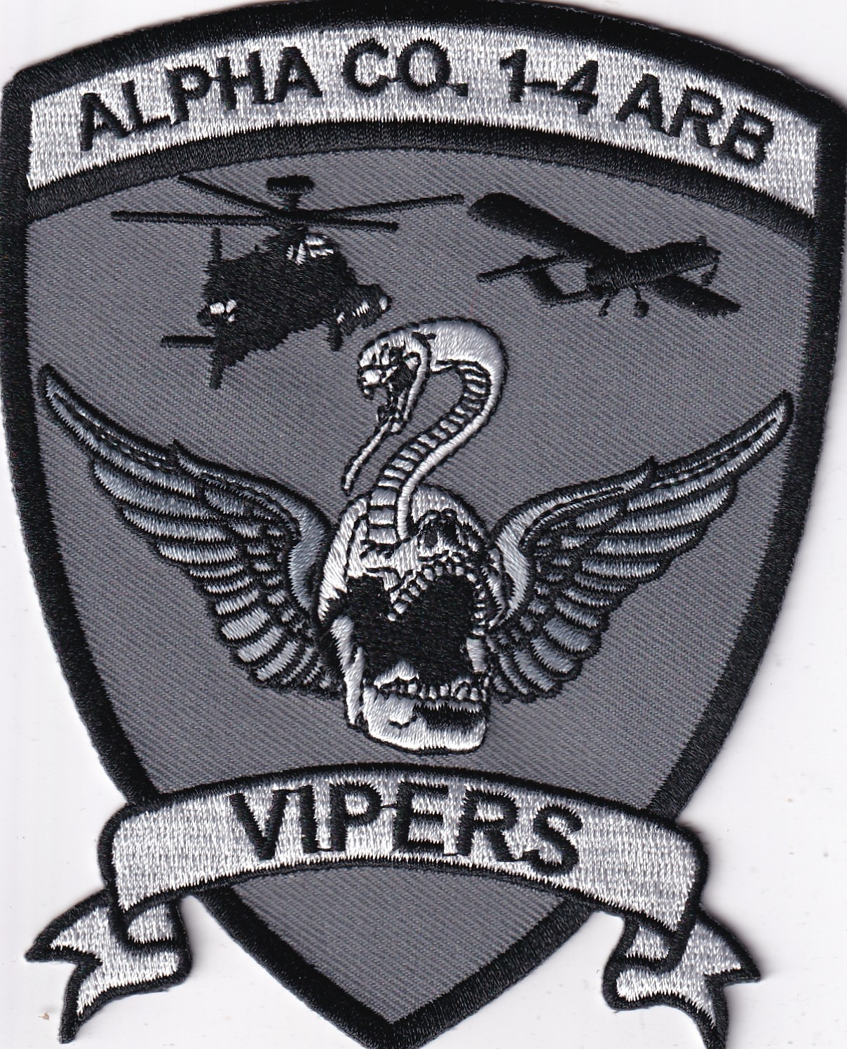 A Company 1-4 ARB Vipers large gray patch US Army Aviation GWOT era