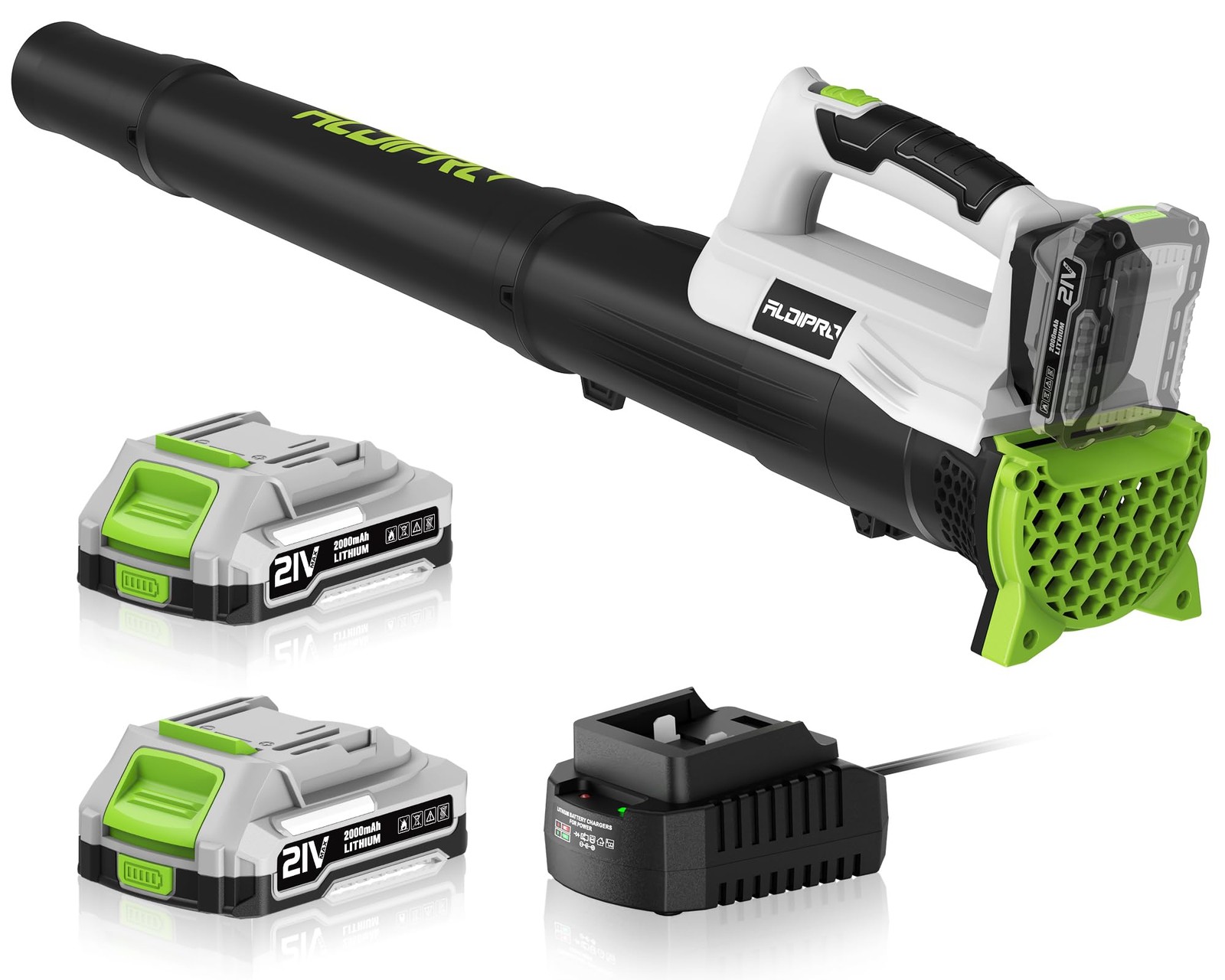 Leaf Blower Cordless with 2x2.0Ah Batteries and Fast Charger 21V Lightweight ...