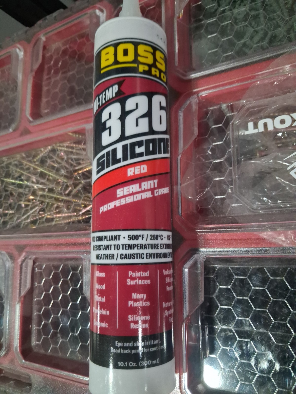 Boss Products 326 Hi-Temp Red Silicone Sealant, 10.1oz