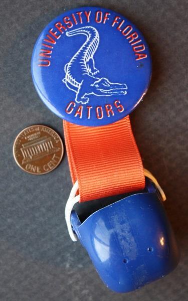 1960-70s Era University of Florida Gators pin with old football helmet hanger---