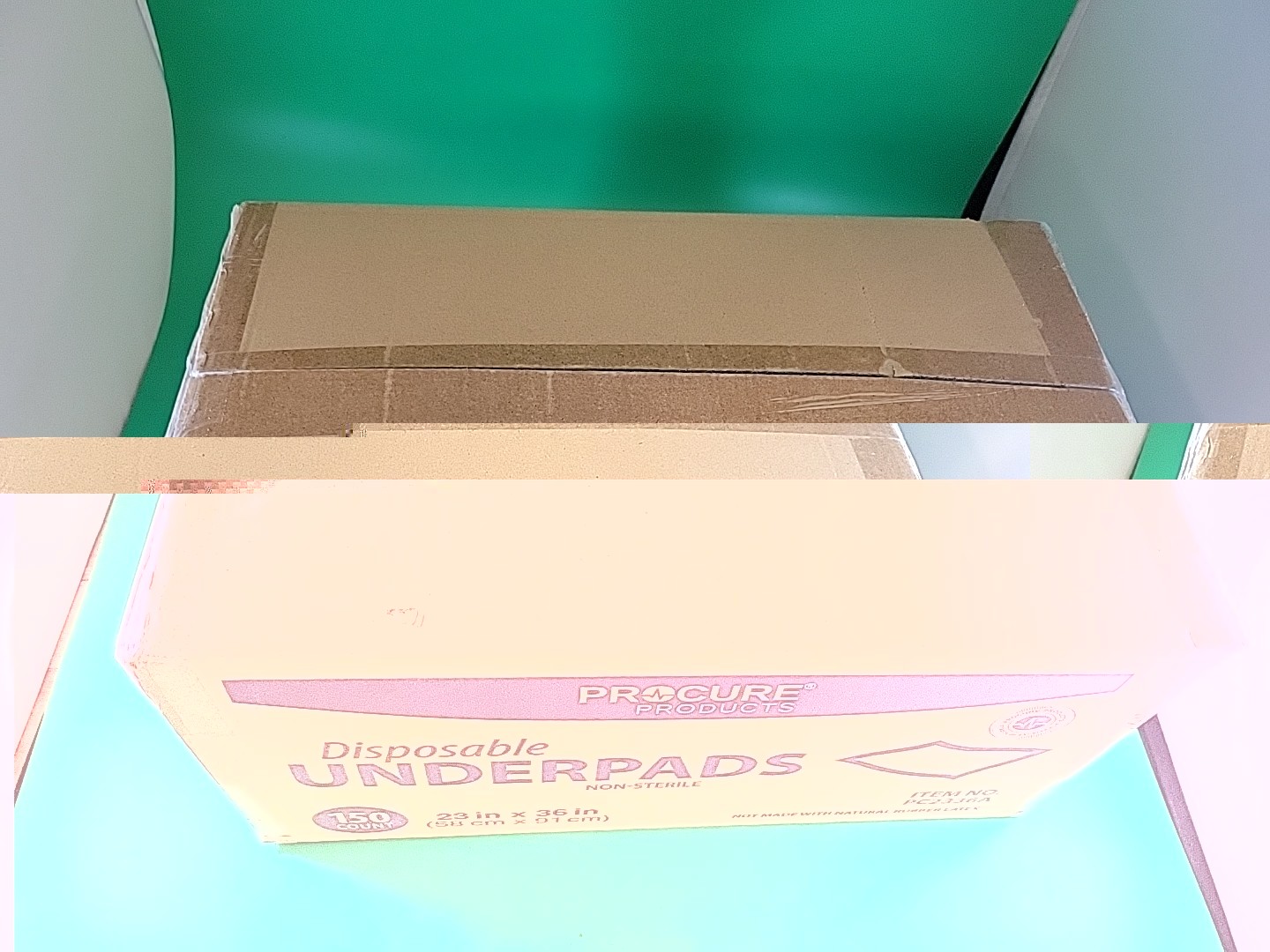 PROCURE PRODUCTS DISPOSABLE UNDERPADS 148 count 23" X 36'' open box 2 missing