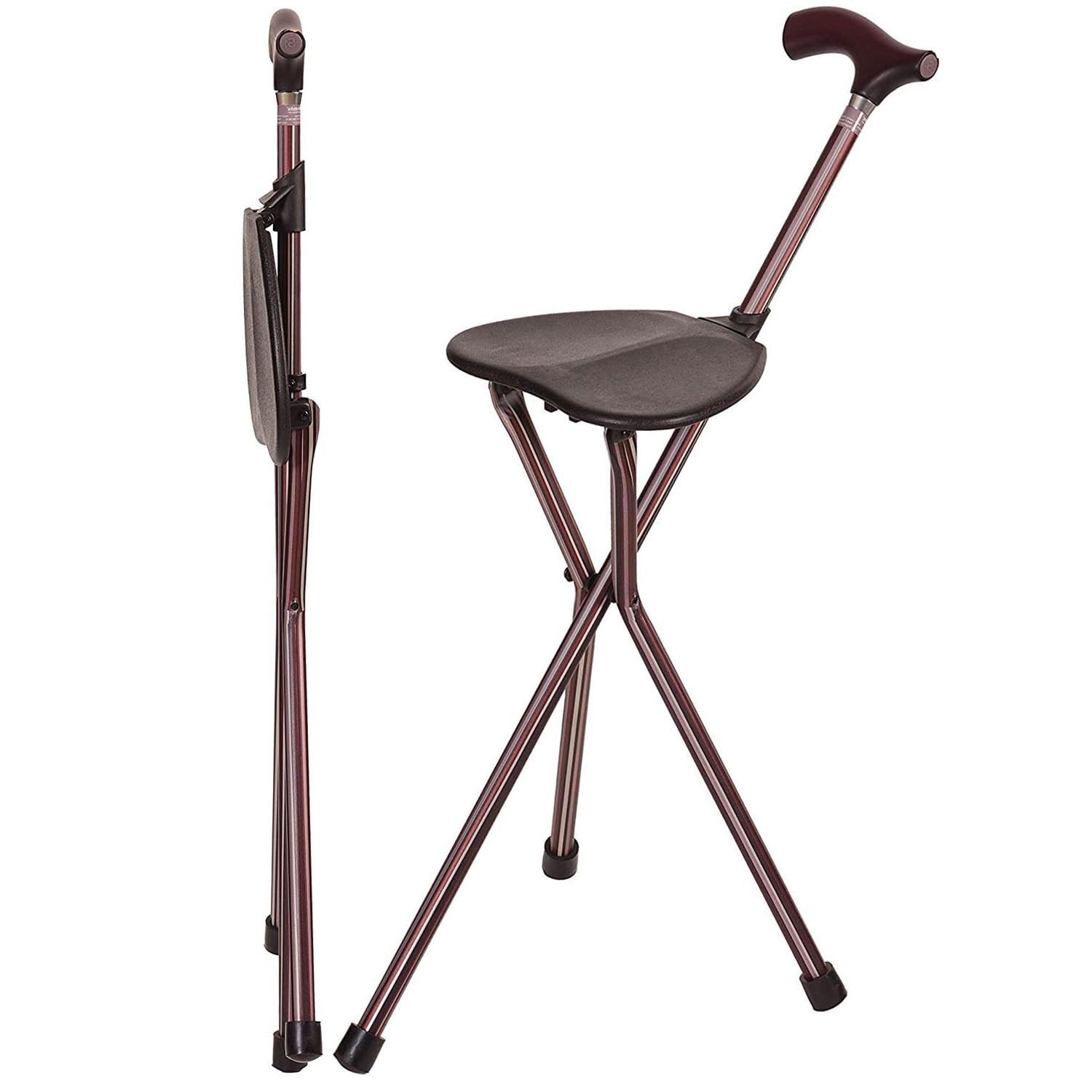 Switch Sticks Folding Walking Cane With Seat For Seniors & Adults, 34” Tall Q...