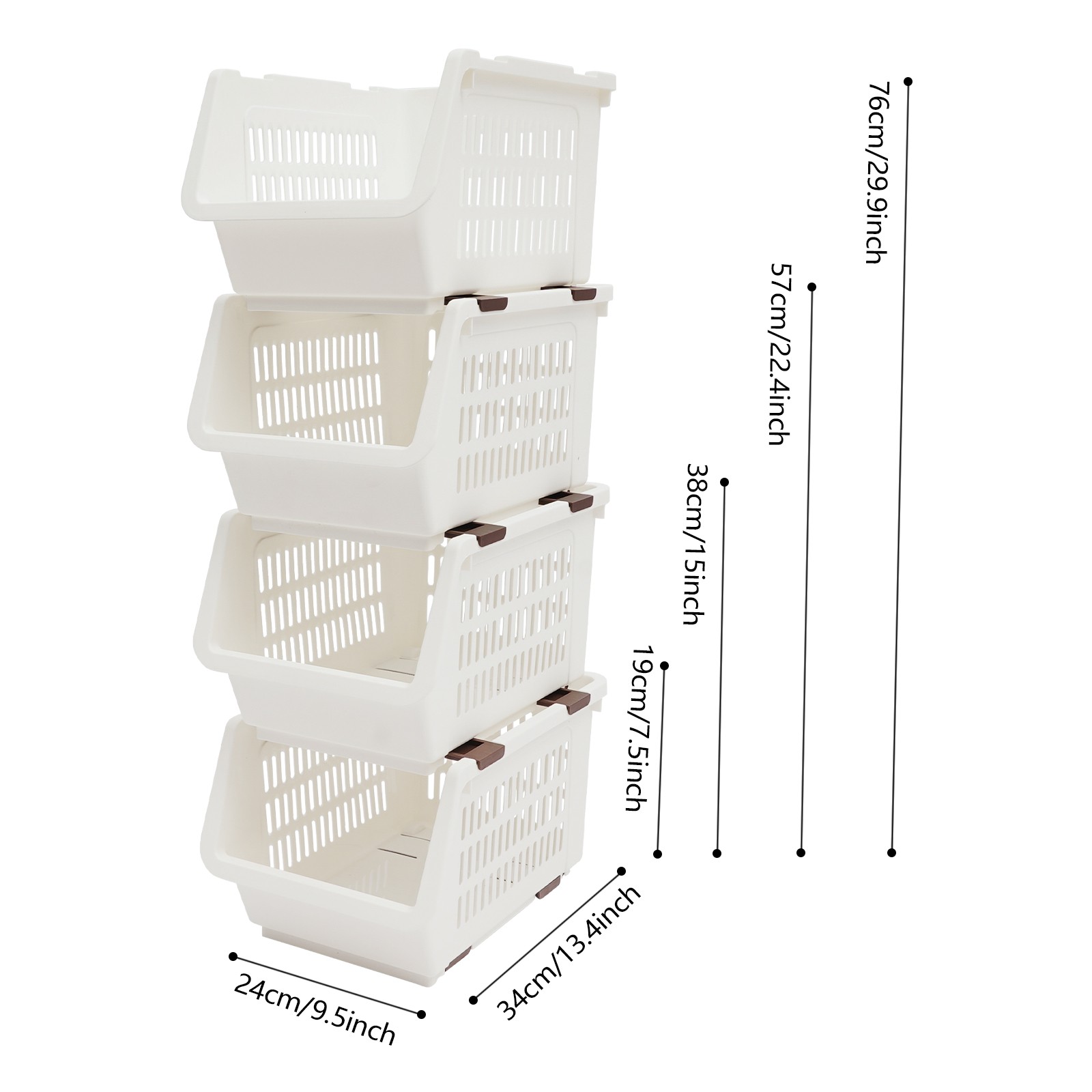 4PCS Stacking Storage Baskets, Stackable Organizer Baskets, Storage Bins