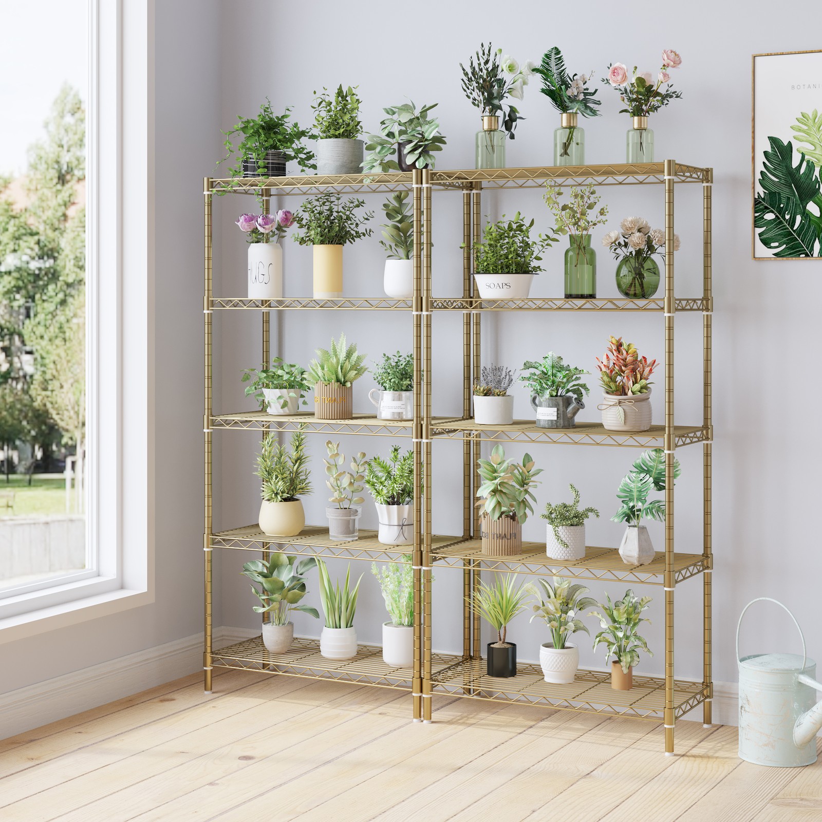 five-layer display stand without wheels with adjustable feet
