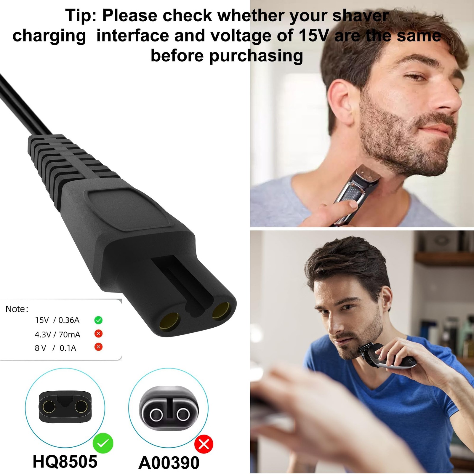 Charger for Philips-Norelco-HQ8505 Norelco 7000 5000 3000 9000 Series Electri...