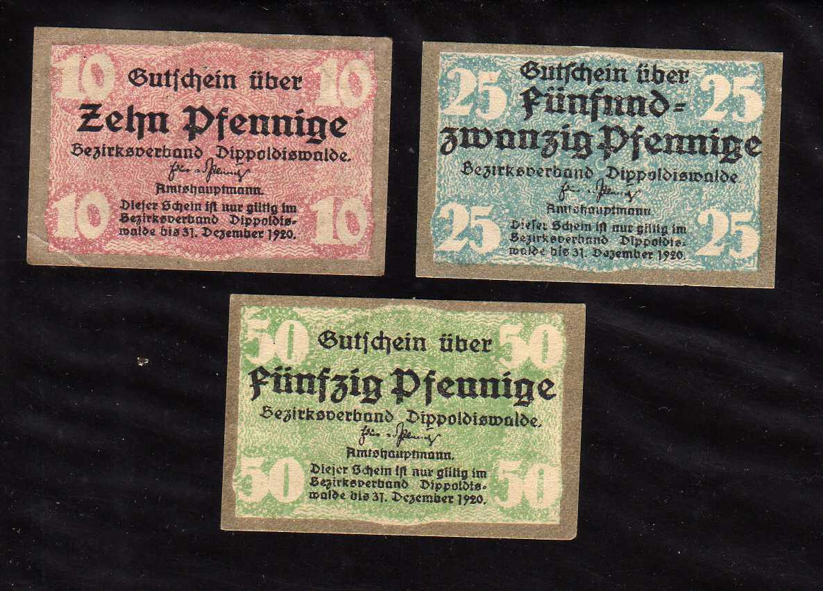 DIPPOLDISWALDE   - GERMANY NOTGELD   -    10, 25, 50 PFENNIG