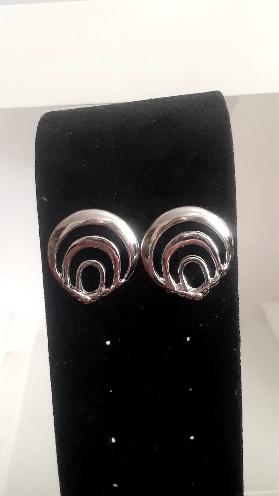 Vintage Open work Polished Silvertone Geometric style Earrings