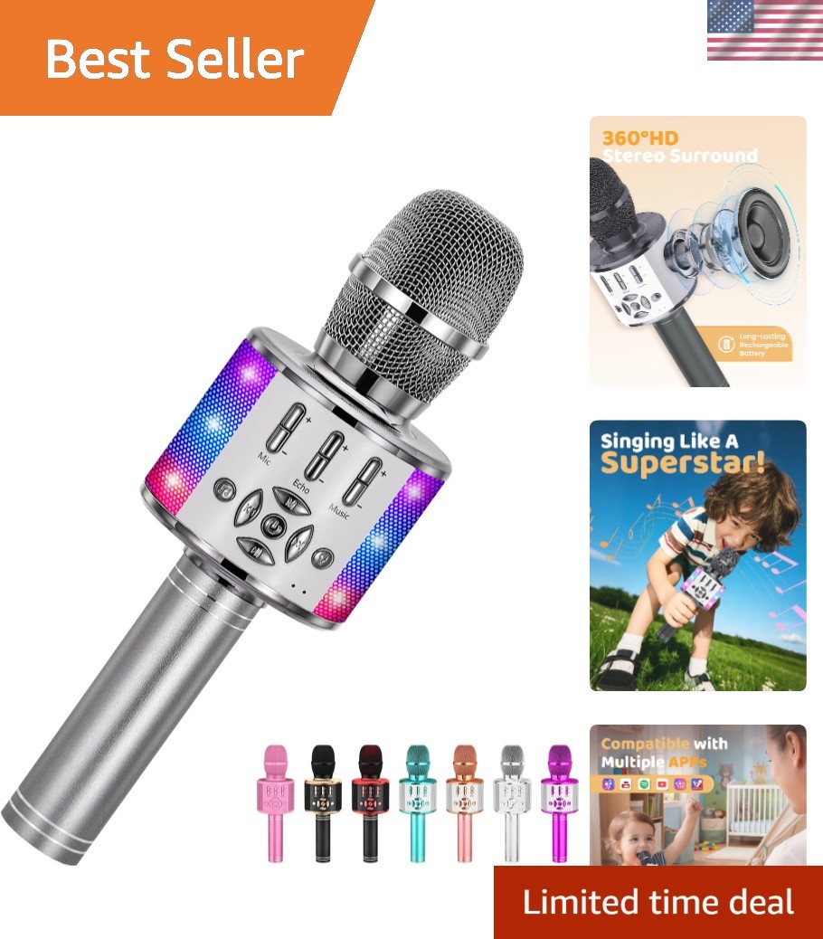 Portable Wireless Karaoke Microphone for Kids & Adults - Magic Sound Effects
