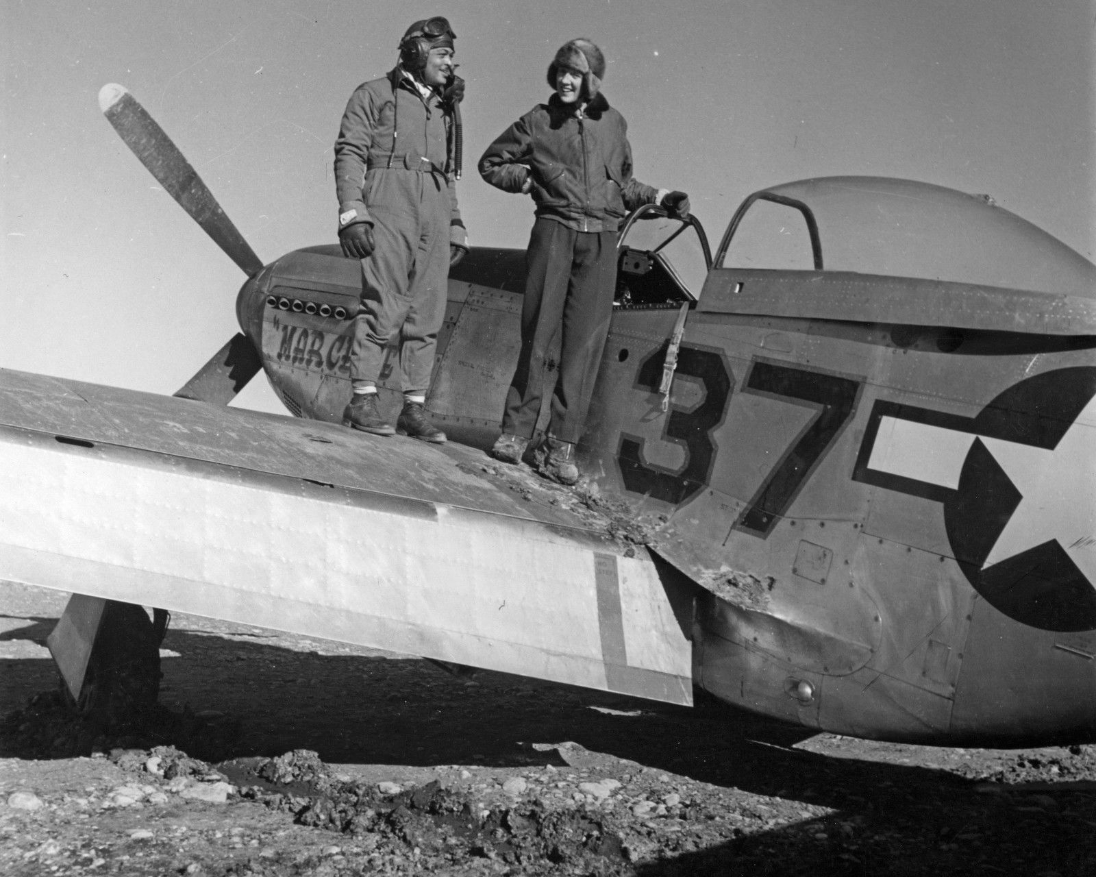 Tuskegee Airmen Two Pilots Plane Italy March 1945 8x10 World War II WW2 Photo
