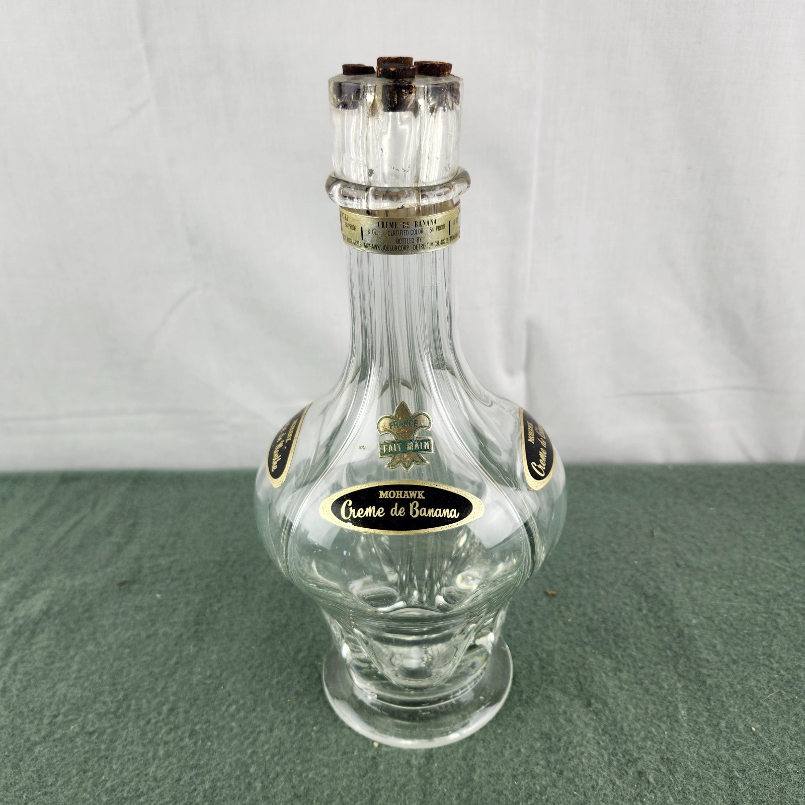 Vintage MCM French Bottle Four Chamber Mohawk Liqueur Original Cork 1950s