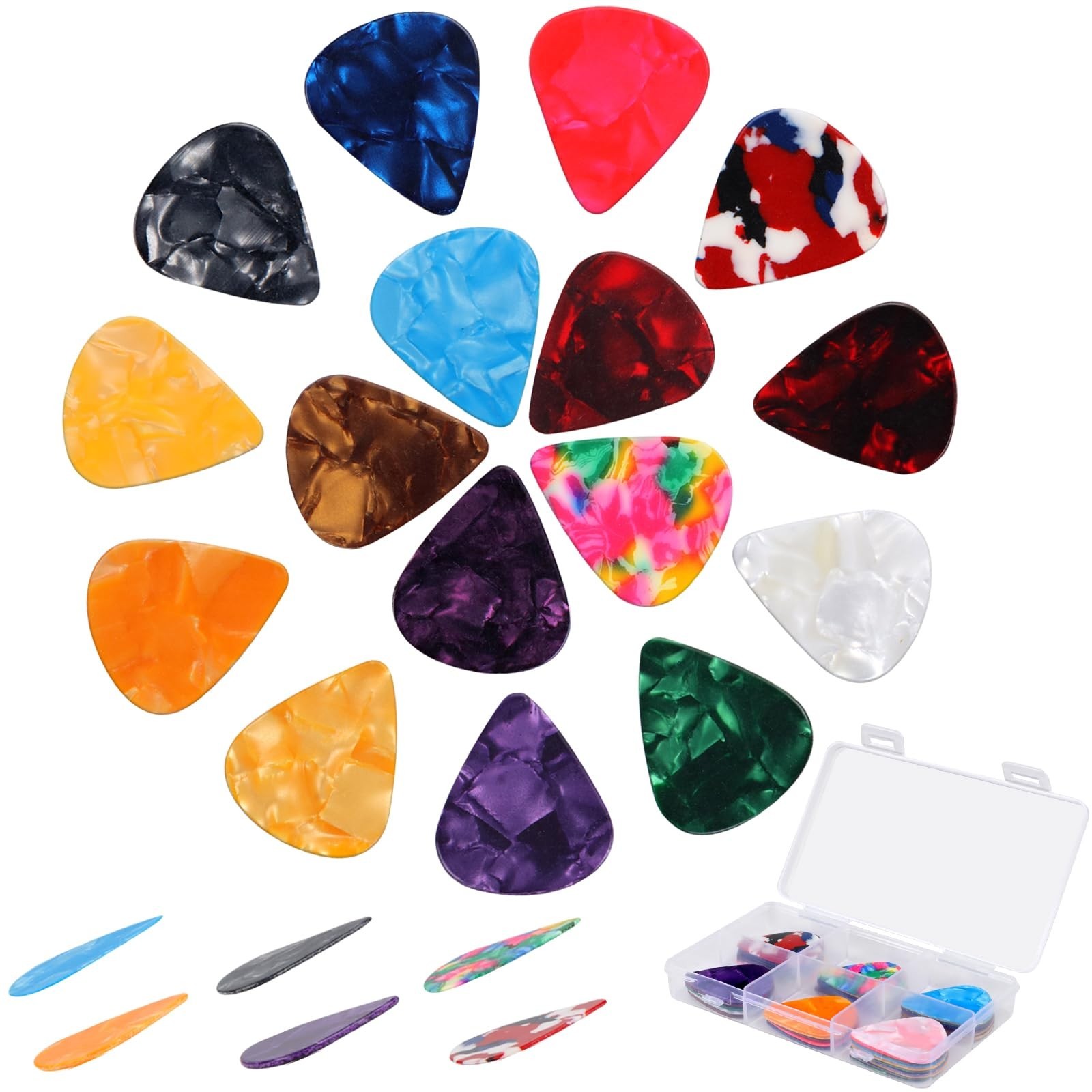 Phinus Guitar Picks 50 Pack, 6 Different Thickness Colorful Picks with Organi...