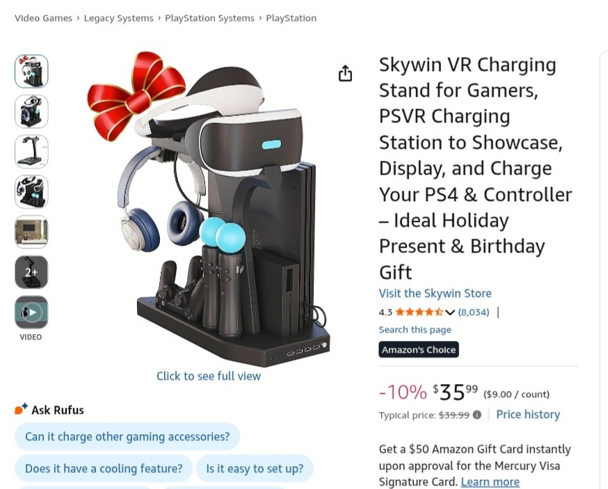 Skywin Multifunction Stand For PS4 PS4 Slim Pro PS VR Cooling Charging Black