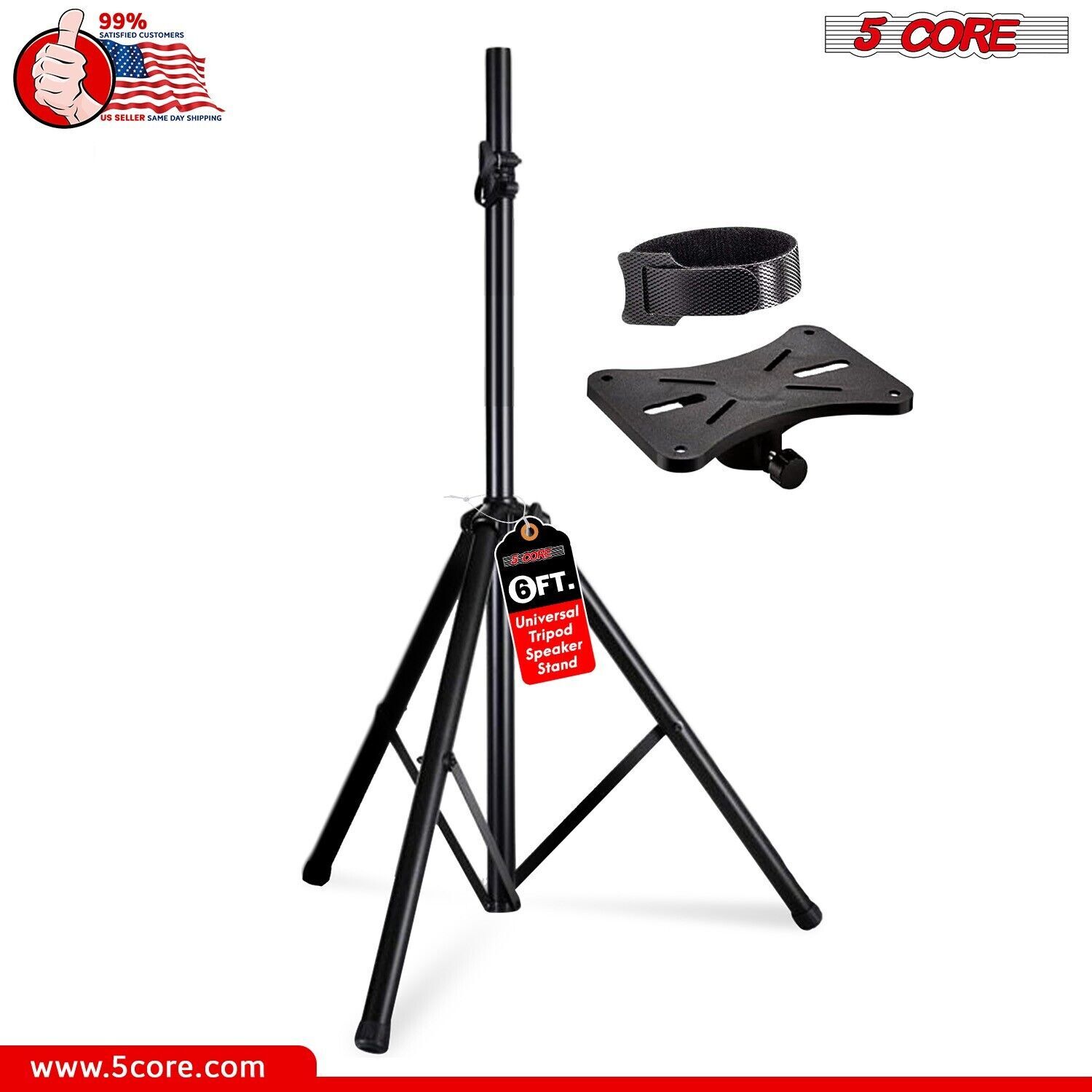 5Core Speaker Stand Tripod Tall Adjustable 72 Inch DJ Studio Monitor Stands Pole