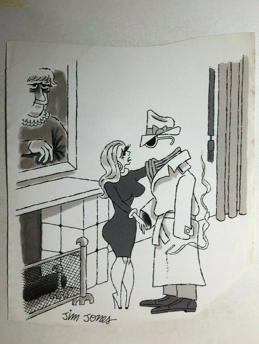 JIM JONES vintage Invisible Man signed 9" x 12" magazine illustration