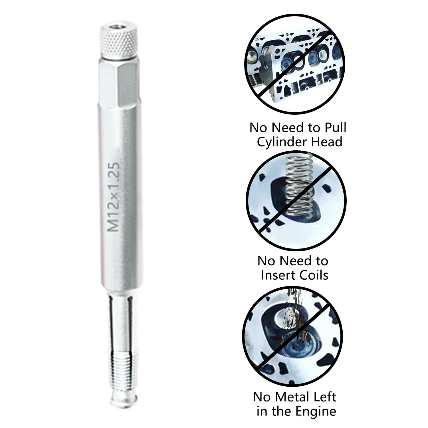 DPTOOL 12mm Back Tap Spark Plug Thread Repair Tool M12x1.25 Chase