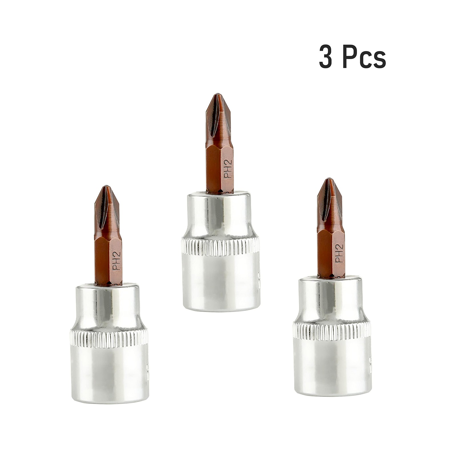 3PCS 1/4" Drive PH2 (#2) Phillips Bit Socket, S2 Steel Screwdriver Bits, Heat...