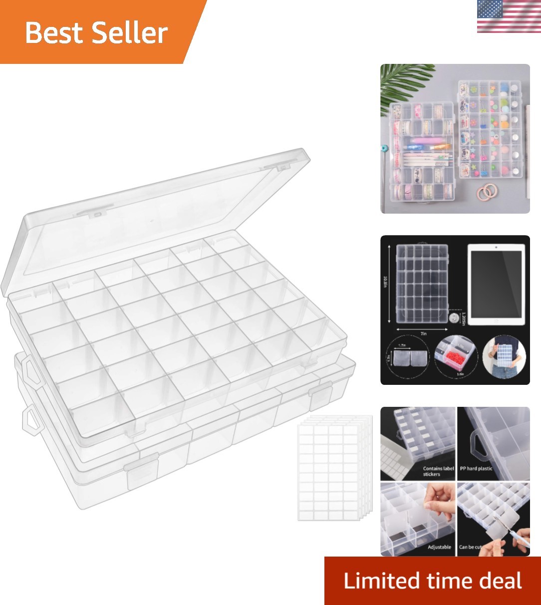 Durable Bead & Fishing Tackle Organizer - 36 Adjustable Compartments Included