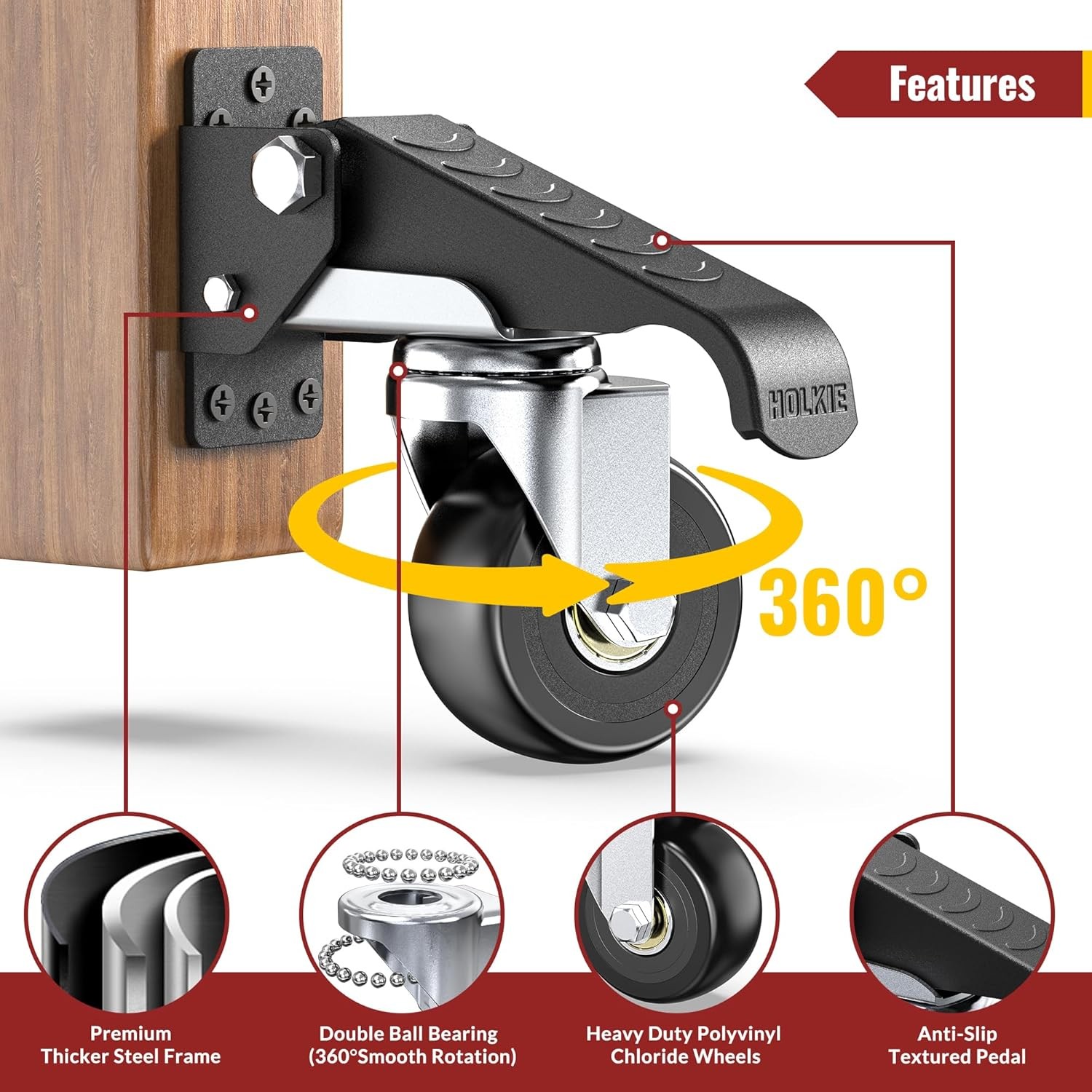 Retractable Casters w Lifting & Lowering Function Maximum Load 700 lbs 4 casters