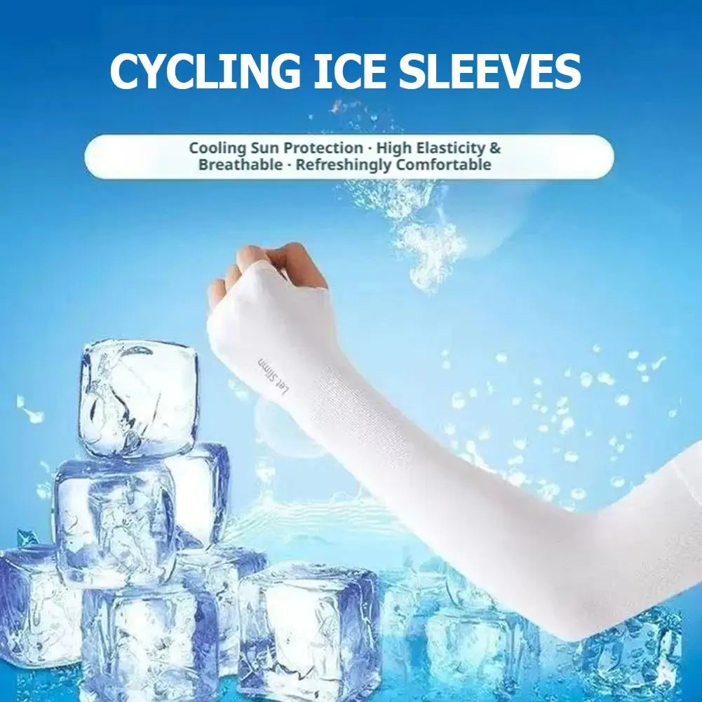 1Pair Ice Silk Sun Protection Arm Covers Unisex Elbow Cover Outdoor Cycling Runn