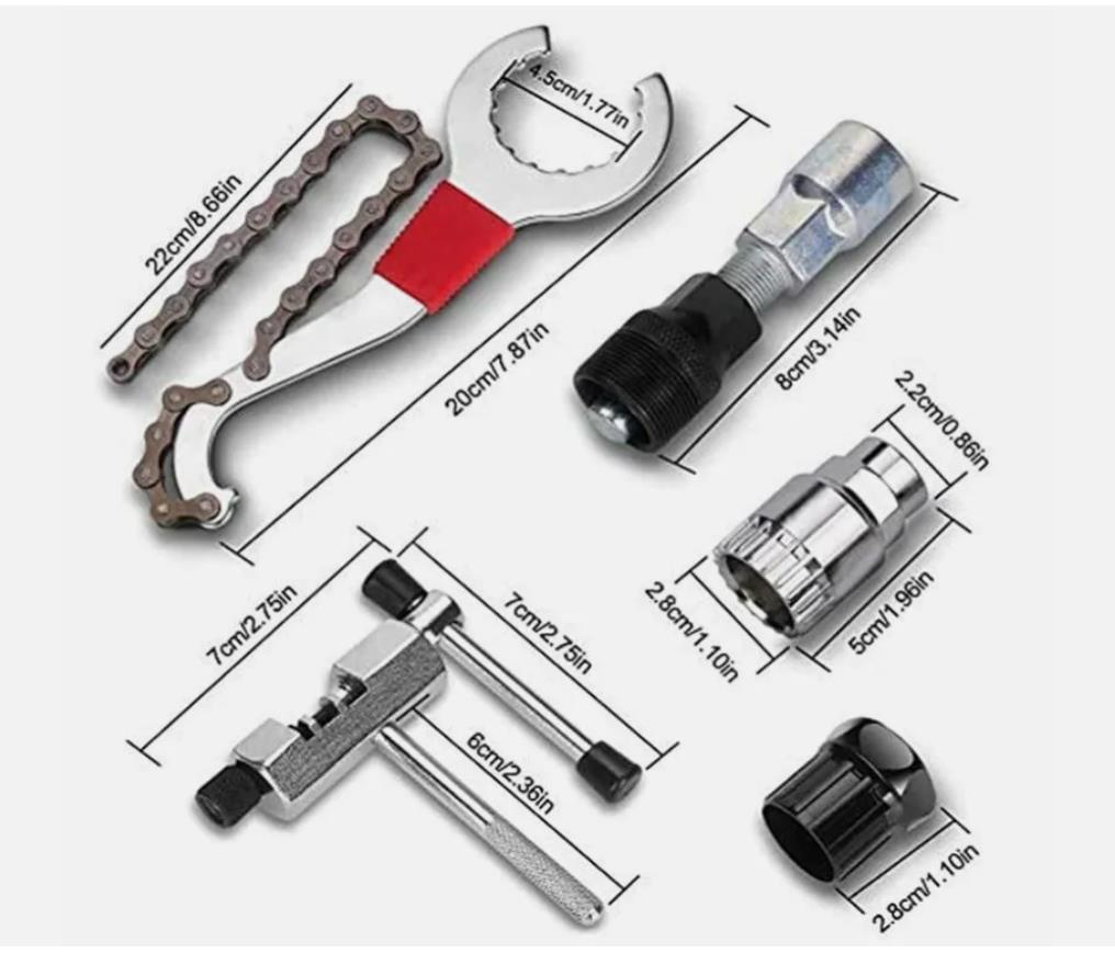Crank Chain Cutter Extractor Bracket Freewheel Puller 6PCS Bike Repair Tool Kit