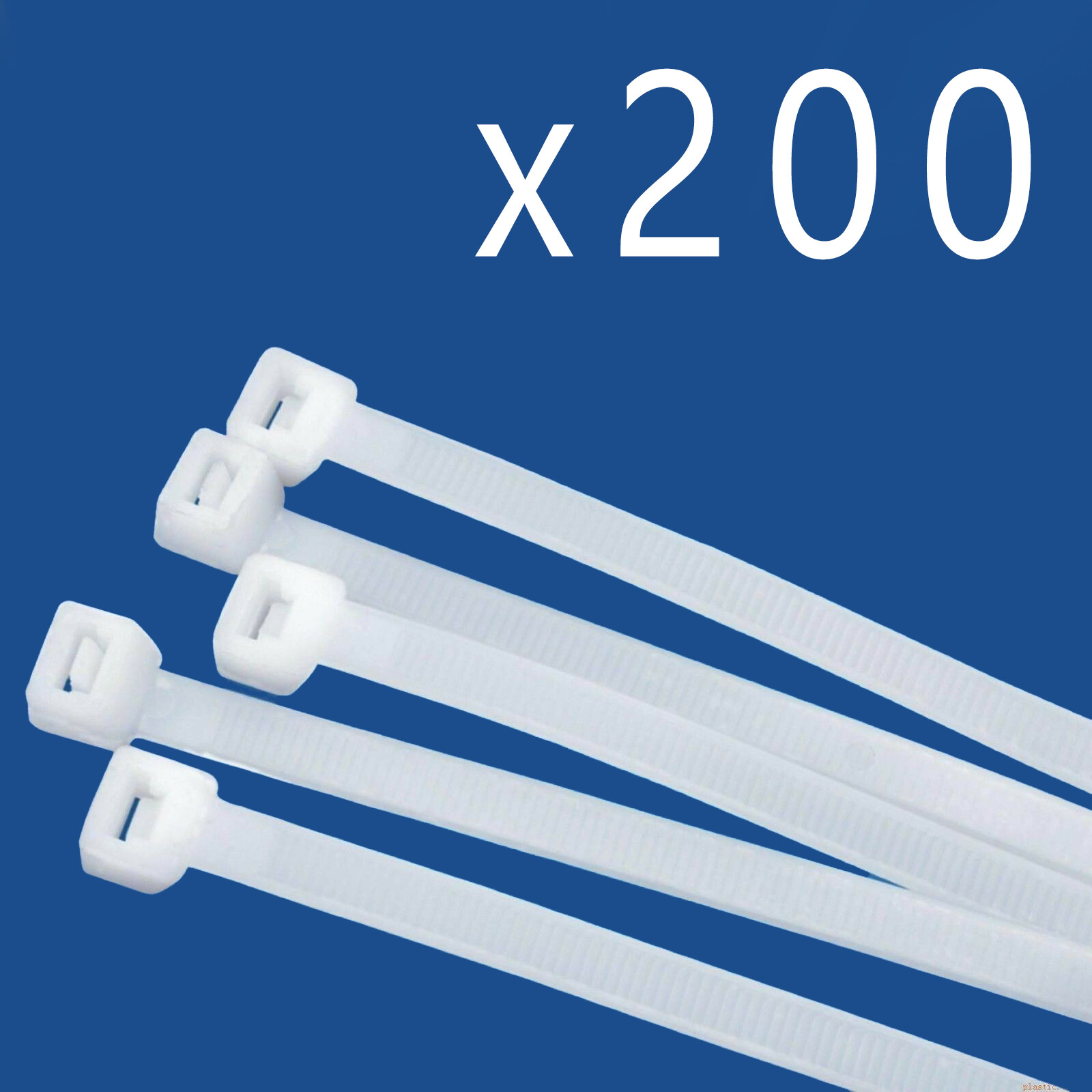 200 Pack Lot Pcs Qty - 8" Inch Nylon Cable Zip Wire Tie 40 lbs - Natural White