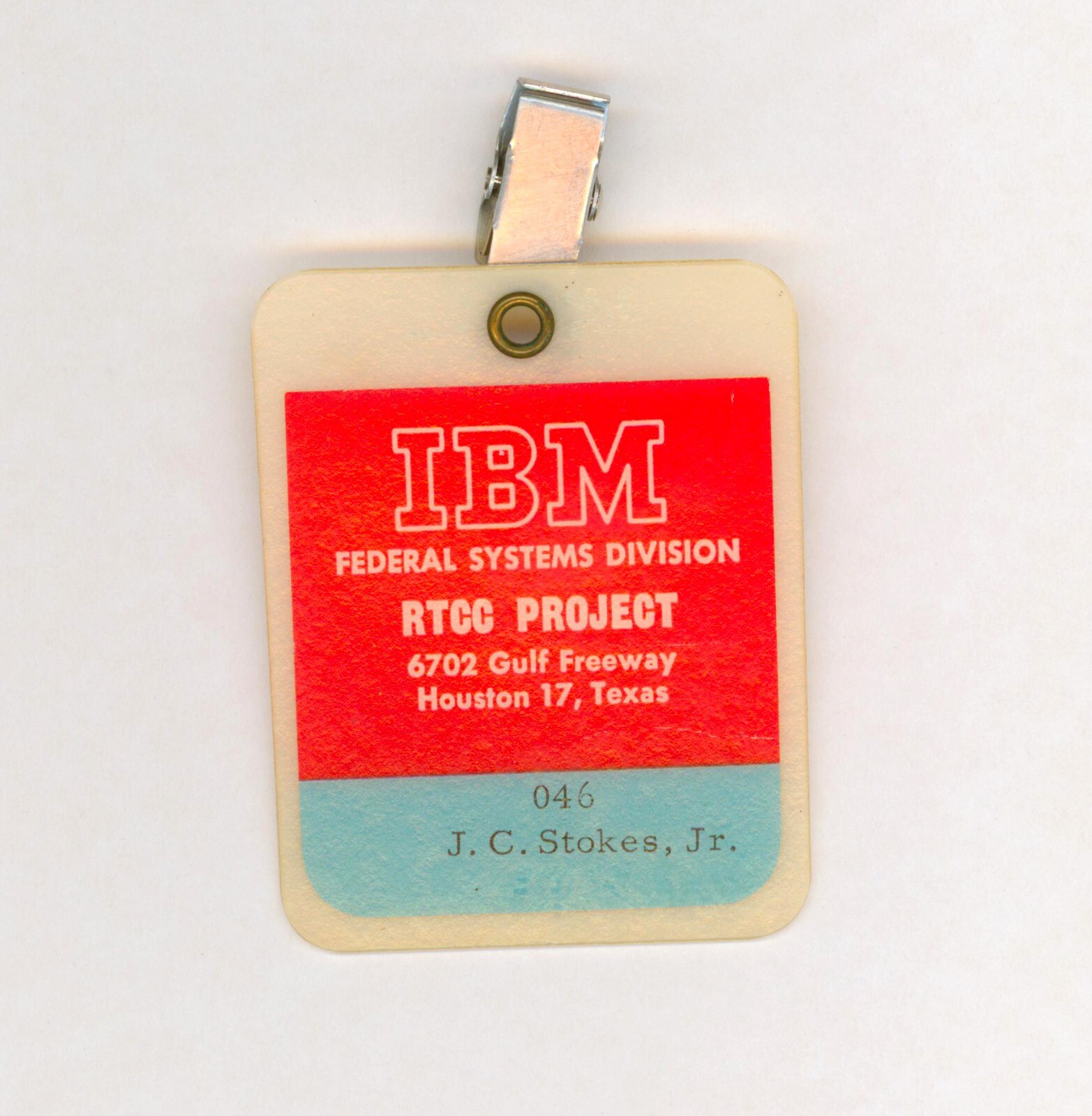 Vintage NASA IBM access badge APOLLO era, Manned Spacecraft Center in Houston