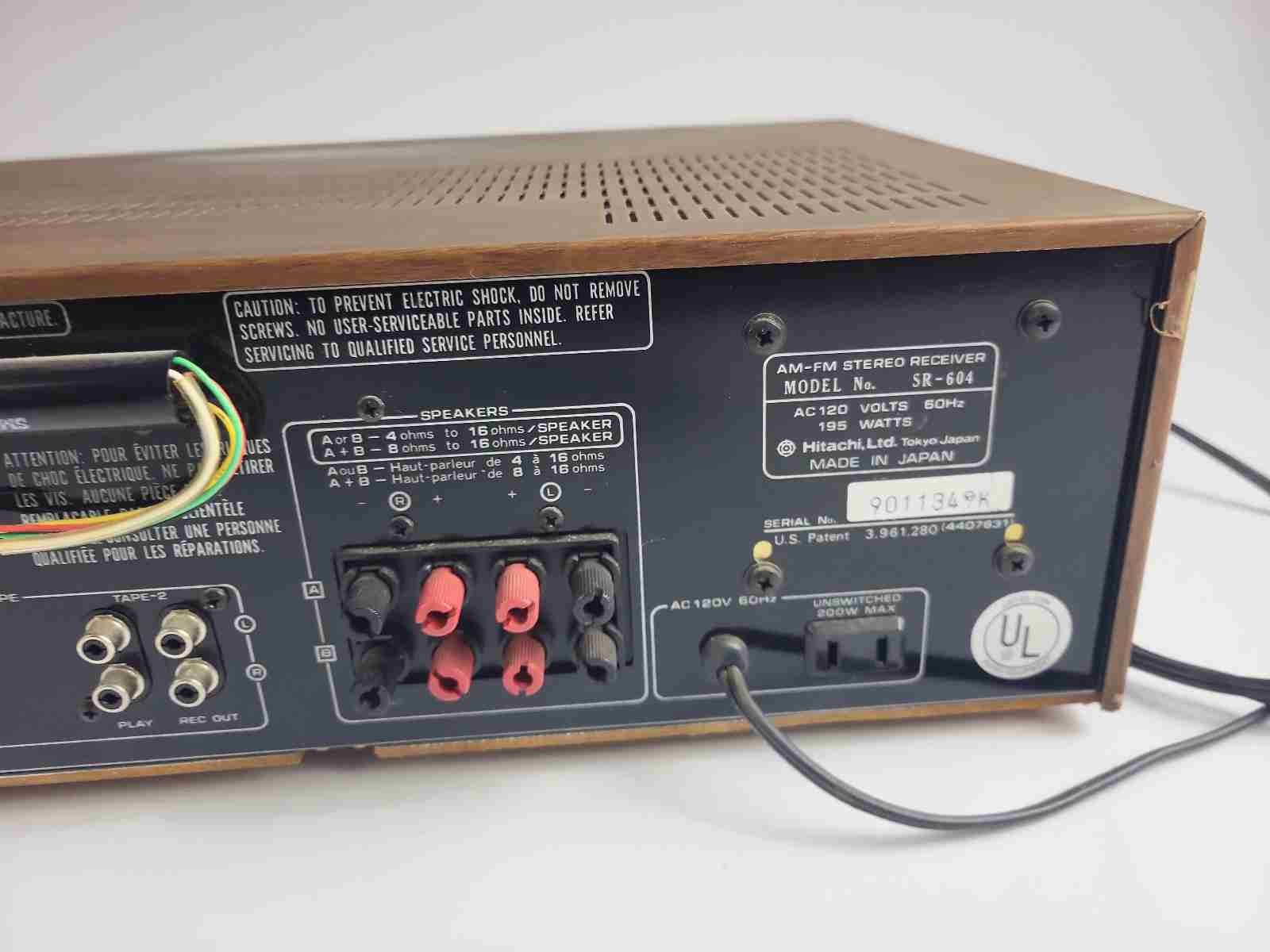 Hitachi SR-604 Stereo Receiver - Tested Working