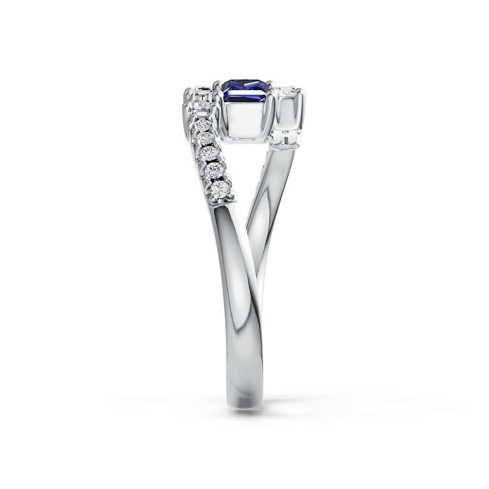 Sterling Silver Semi Mount Ring Setting Princess SQ 3X3mm with White Topaz