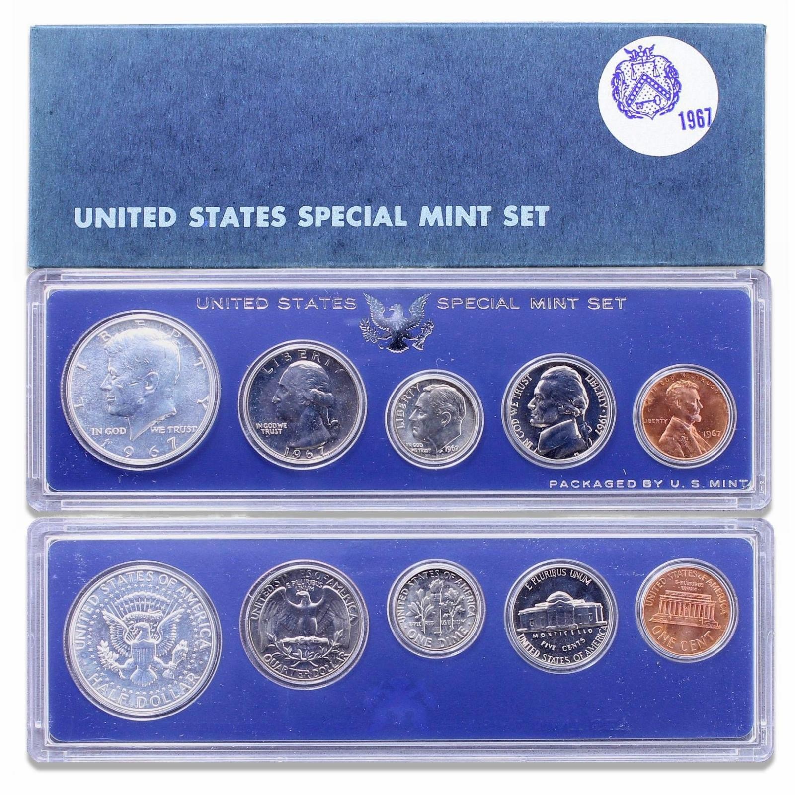 1967 SMS Set Original Box 40% Silver Kennedy US Special Mint Set 5 Coins
