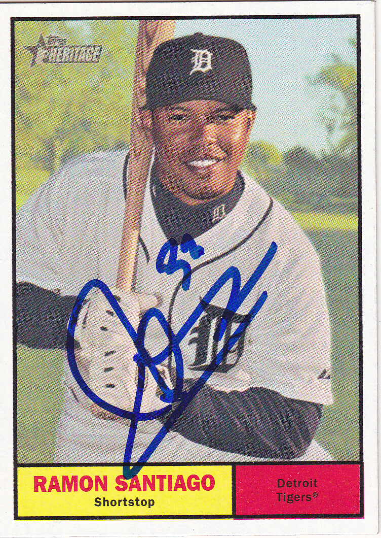 RAMON SANTIAGO DETROIT TIGERS SIGNED 2010 CARD SEATTLE MARINERS CINCINNATI REDS