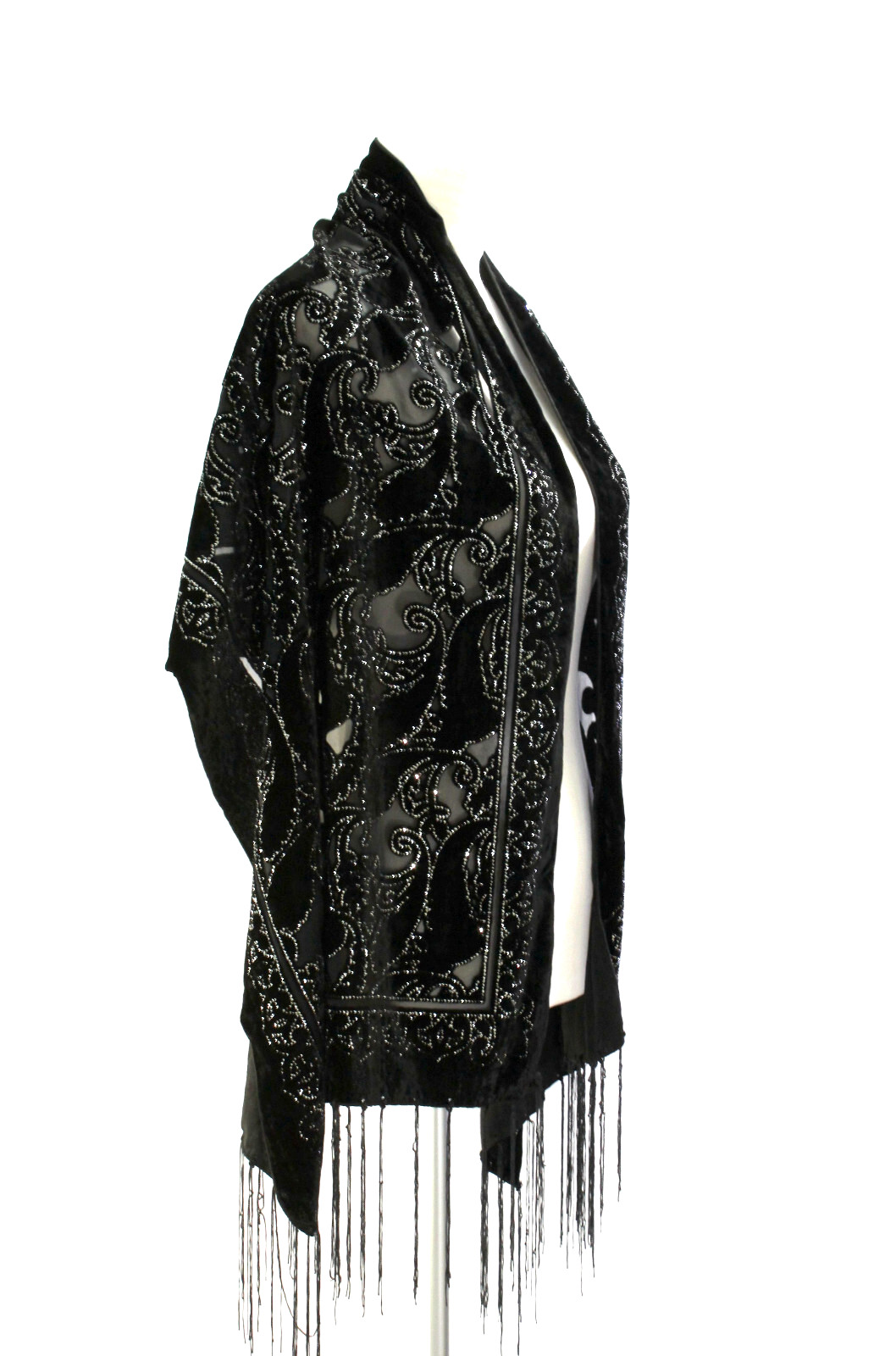 Elegant Style All Black Floral Color Flower Silk Burnout Velvet Shawl Scarf Wrap