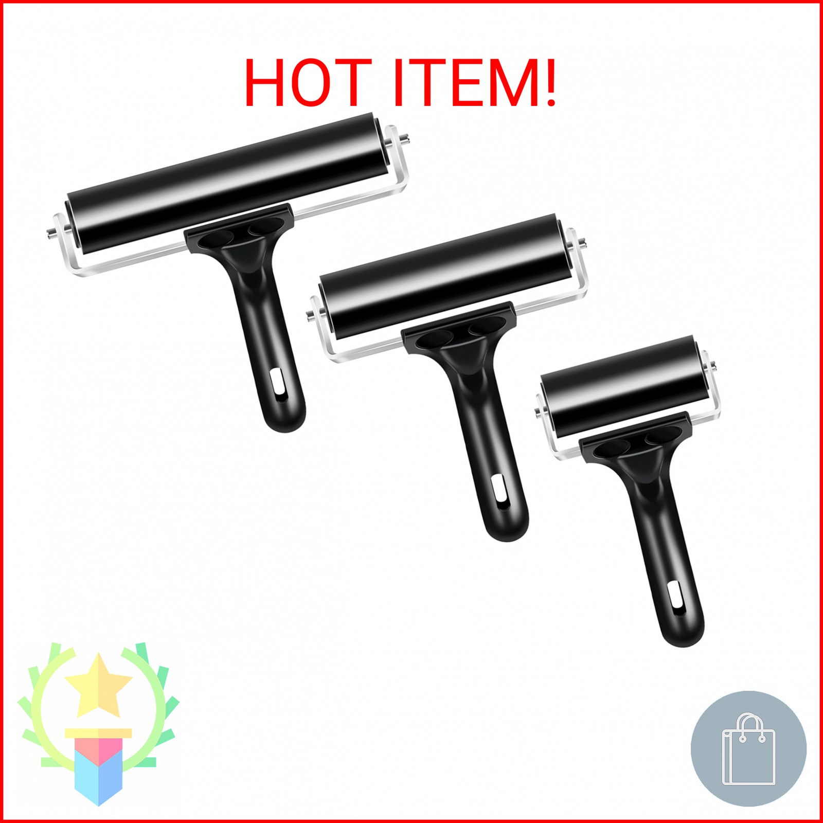 VinBee Soft Rubber Brayer Rollers for Crafting Brayers Rollers for Printmaking B