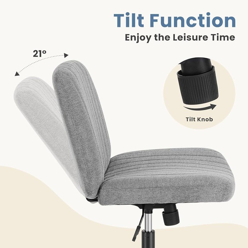 Wide Seat Ergonomic Desk Chair Adjustable Height Armless Office Chair Comfort US
