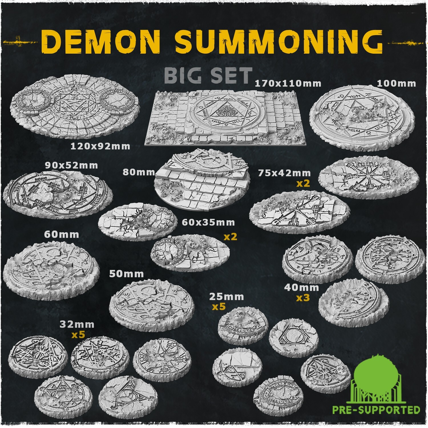 Magic Demon Summoning Miniature Bases or Toppers for Wargaming or roleplaying