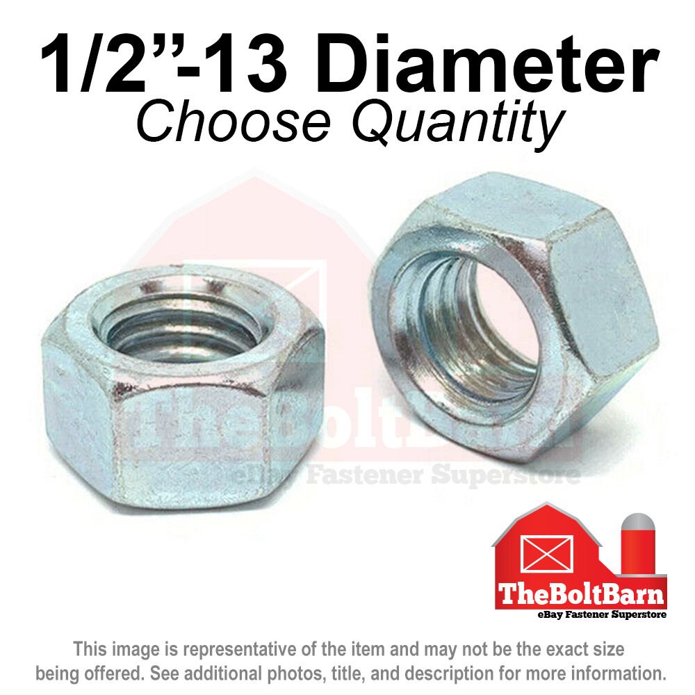 1/2"-13 Grade 2 Finished Hex Nuts Coarse Thread (Pick Quantity & Finish)