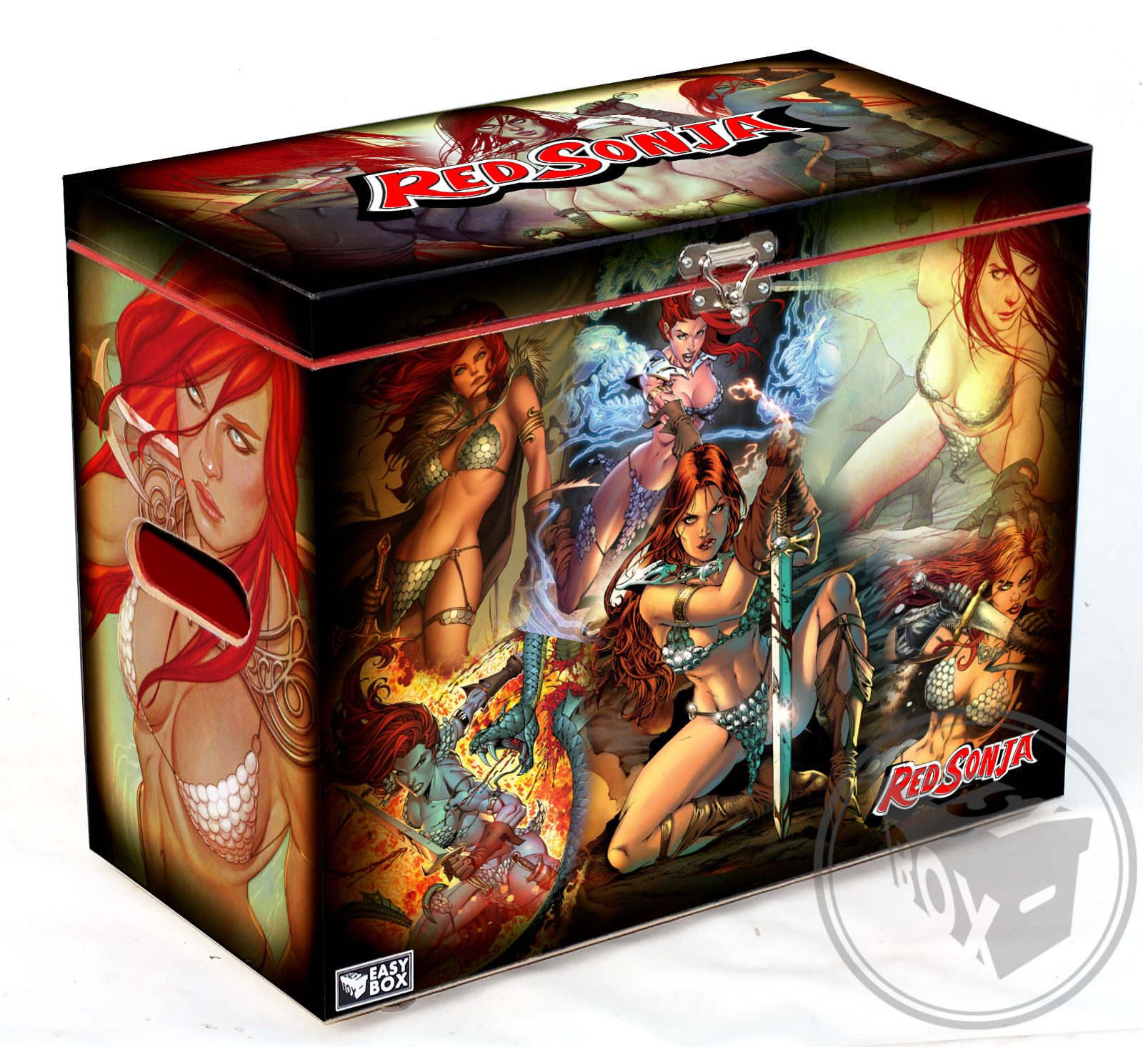 Large Comic Book Hard Box Chest MDF Red Sonja