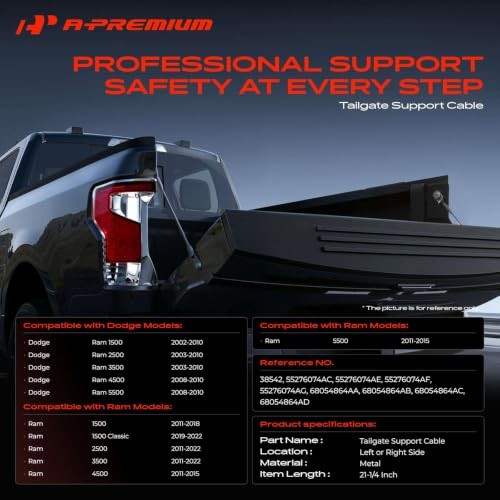 21-1/4 Inch Tailgate Support Cable Compatible with Ram & Dodge | for Ram 1500