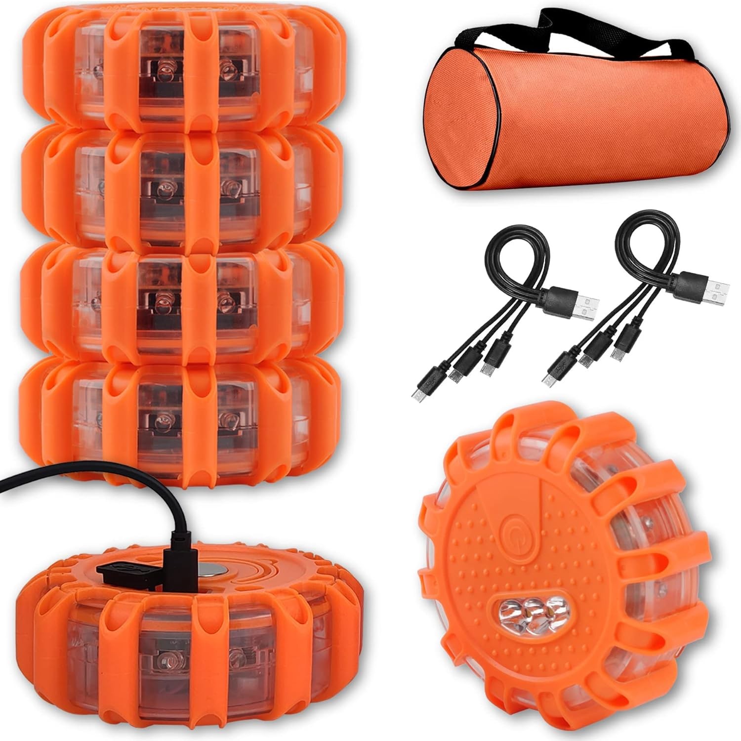 USB Rechargeable LED Road Flares Emergency Lights-Roadside Warning ...