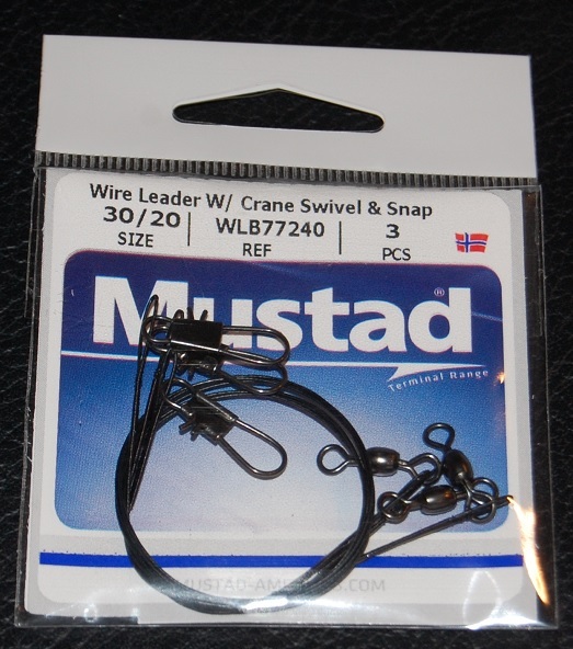 Mustad Wire Leader Crane Swivel and Snap 30cm 20lb Test WLB77240-3020 Pack of 3